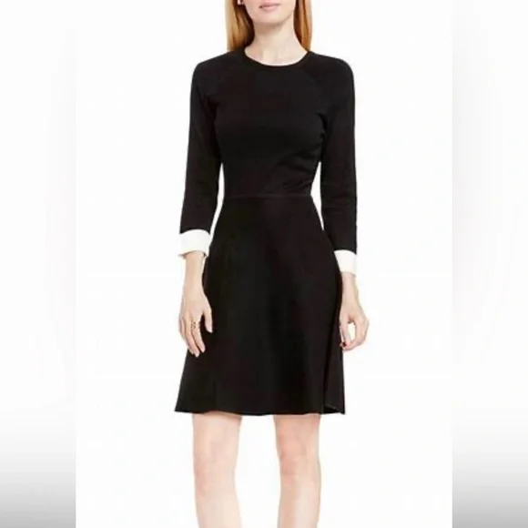 vince camuto fit and flare sweater dress Vince Camuto Womens Fit & Flare Bracelet Sleeve Sweaterdress Black
